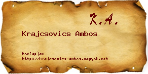 Krajcsovics Ambos névjegykártya